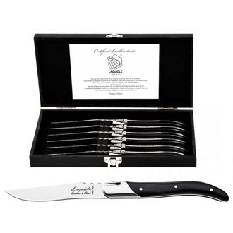 OEM Cuchillos Para Carne Laguiole Luxury Line En Madera De &Eacute;bano. Elegante Caja De Regalo