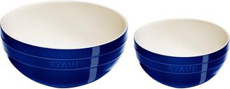 Staub Ceramic 2Pc Dark Blue Nested Mixing Bowl Set