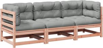 vidaXL Set De Sof&aacute;s Jard&iacute;n 3 Pzas Con Cojines Madera Abeto Douglas Vidaxl