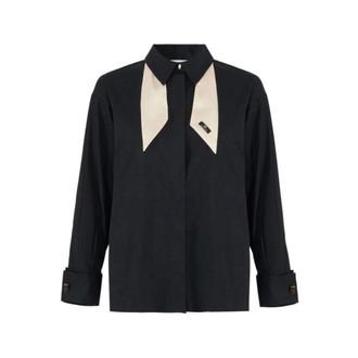 Elisabetta Franchi Dames, Blouses & Shirts, Zwart, Maat: 2XL Katoen