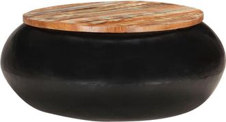 vidaXL Coffee Table Black 68x68x30 cm Solid Reclaimed Wood Vidaxl
