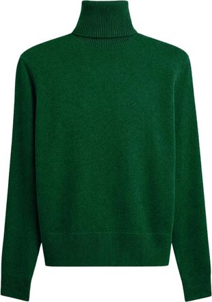 Frankie Shop Green Gala Ribbed Wool Turtleneck Sweater