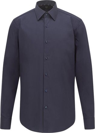 HUGO BOSS Navy Blue Solid Shirts