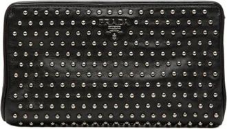Prada Pre-owned Clutches, female, Black, Size: ONE SIZE Pre-owned Leather Clutch