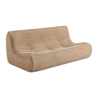 Sweeek Sof&aacute; envasado al vac&iacute;o de terciopelo de pana, 3 plazas, beige oscuro