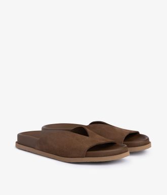 Pedro Garcia Flat slide in brown suede | Deva | Spring Summer 26 | PEDRO GARCIA