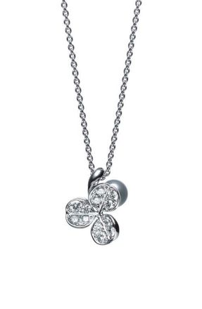 Mikimoto Fortune Leaves Pearl & Diamond Pendant Necklace in White Gold at Nordstrom, Size 19.5 In
