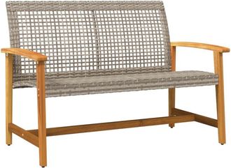 vidaXL Banco De Jard&iacute;n Madera De Acacia Y Rat&aacute;n Pe Gris 112 Cm Vidaxl