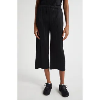 Pleats Please Issey Miyake Monthly Colors August Pleated Crop Pants in Black at Nordstrom, Size 3