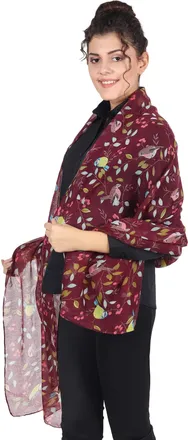 World of Shawls Winter Christmas Robin Bird Print Girls Lady Women Colorful Long Cute Scarf Wraps Shawl Soft Scarves Maxi (157 Dark Maroon)