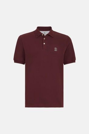 Brunello Cucinelli BRANDED COTTON POLO SHIRT Size: XXL, colour: BURGUN