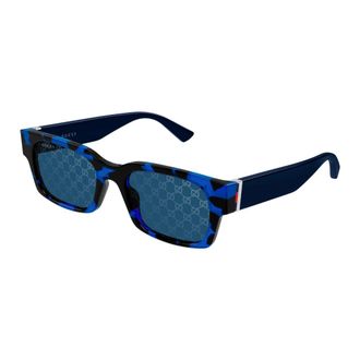 Gucci Rechthoekige Zonnebril - Heren - Zonnebrillen - Blauw - 52 MM - Accessoires