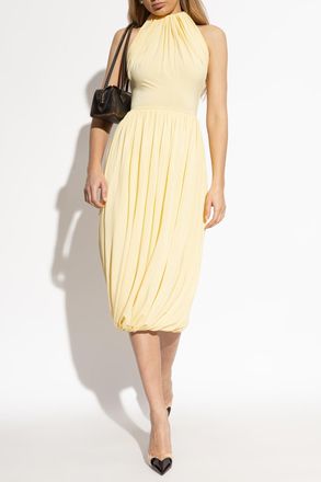 Alaia Dress With Decorative Draping, Womens, Yellow