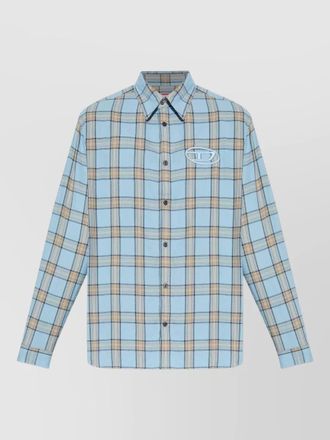 Diesel long sleeves plaid pattern mens shirt