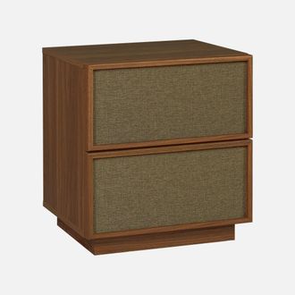 Sweeek Mesita De Noche Efecto Madera Y Tela Con 2 Cajones