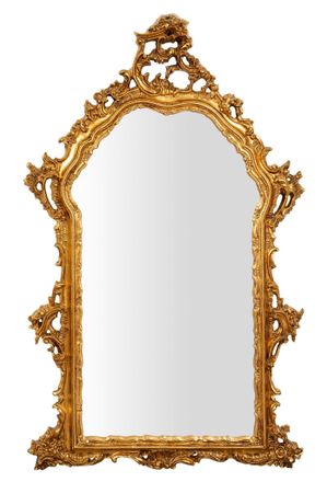 Biscottini International Espejo De Pared De Madera Con Acabado En Pan De Oro Antiguo Hecho En Italia