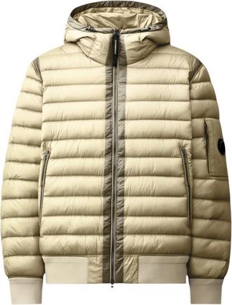 C.P. Company DD Shell Hooded Lens Down Jacket - Heren - Winterjassen - Beige - L - Leer - Jassen