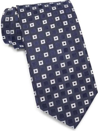 BOSS Geometric Silk Tie in Dark Blue at Nordstrom