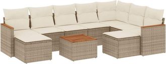 vidaXL Juego De Sof&aacute;s Jard&iacute;n Con Cojines Beige 10 Pzas Rat&aacute;n Sint&eacute;tico Vidaxl