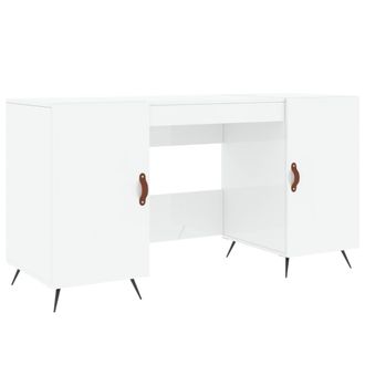 vidaXL Vidaxl - Escritorio Madera Contrachapada Blanco Brillante 140x50x75 Cm