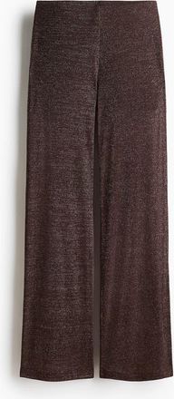 H&M Glittery Trousers in Dark Brown at Nordstrom, Size X-Small