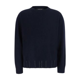 Fabiana Filippi Klassieke Col Trui - Dames - Ronde hals truien - Blauw - 2XS - Wol - Truien & Vesten
