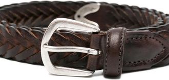 Eleventy Braided Leather Belt - Brown