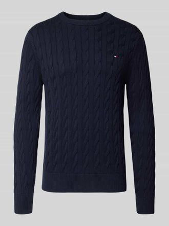 Tommy Hilfiger Regular Fit Strickpullover aus reiner Baumwolle in Marine, Gr&ouml;&szlig;e XL