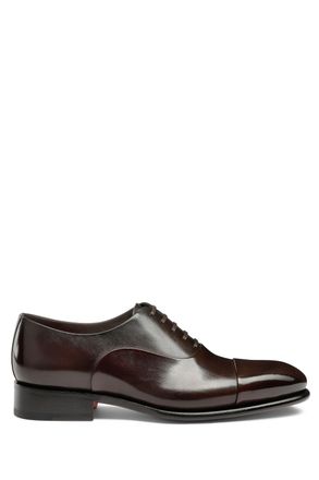 Santoni Isaac Model Antiqued Leather Oxford Shoes