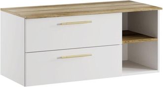 Badplaats Badplaats - Mobile lavabo Bravos 100 cm - bianco e rovere - mobile bagno con 2 cassetti