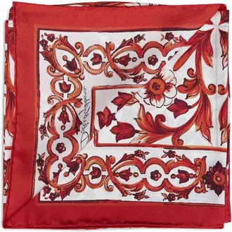 Dolce & Gabbana Womens Silk Twill Scarf Orange Maiolica Scarfs
