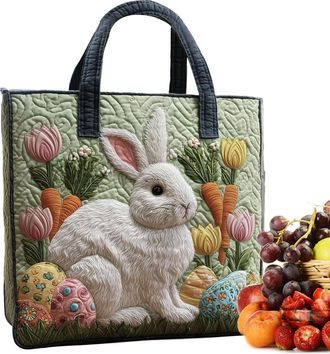 Generic Bunny Bag - Cute Canvas Handbag Tote Design | Adorable Bunny Shoulder Carry Bag Style | Women Girls Kids Children Outdoor Easter Egg Hunting Party Gat