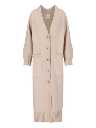 Malo Beige Belted Maxi Cashmere Cardigan