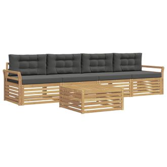 vidaXL Conjunto De Sof&aacute;s De Exterior 5 Uds. Blanco Y Antracita Vidaxl