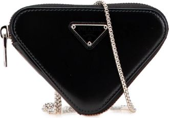 Prada Pre-owned Cross Body Bags, female, Black, Size: ONE SIZE Pre-owned Compact Pouches with Chain Strap