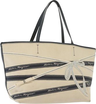 Ferragamo Vala Tote Canvas Canvas Tote Bag Bag (Pre-Owned)