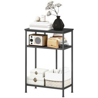 HOMCOM Mobile Consolle Da Ingresso A 3 Ripiani In Metallo E Legno Nero - Homcom