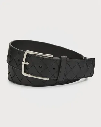 Bottega Veneta Men & apos;s Cintura Intrecciato Leather Belt