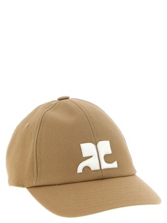 Courr&egrave;ges CO345534BM AC Logo Cotton Baseball Cap - Beige