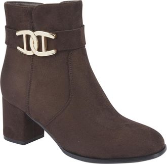 Shoes By Emma Ladies Mid Heel Imitation Suede Stylish Comfort Fashion Ankle Boot with Inside Zip For Ease of Wear Sizes 4-8 (Zelda Brown, UK Footwear Size System, A