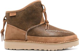 UGG decorative-stitching leather boots - men - Calf Leather/Calf Leather/Wool/Rubber/Lyocell/Recycled Polyester - 5 - Brown