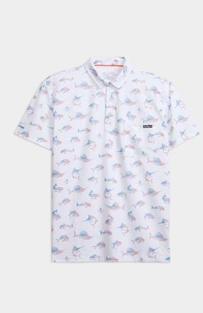 Salt Life Fish N Bones Americana Polo in White at Nordstrom, Size X-Large S