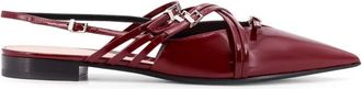 Gucci Schoenen, Dames, Rood, 37 EU, Leer, Rode Platte Schoenen Kruis-Gesp Leer