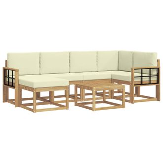 vidaXL Conjunto De Sof&aacute;s De Exterior Con Coj&iacute;n 7 Pcs Blanco Y Crema Vidaxl