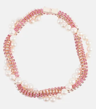 Magda Butrym Crystal and pearl-embellished necklace