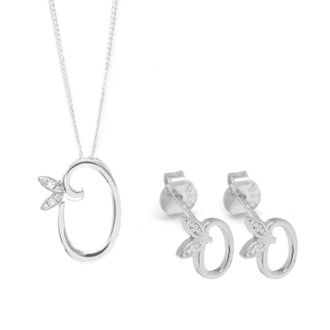 Say It With Winged Initial Earring Gift Set - Silver - O | Size: 18 inches