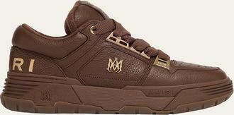Amiri Mens Chrome MA-1 Leather Low-Top Sneakers