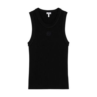 Loewe Anagram Ribbed Tank Top - Dames - Tops - Zwart - Maat: M Viscose