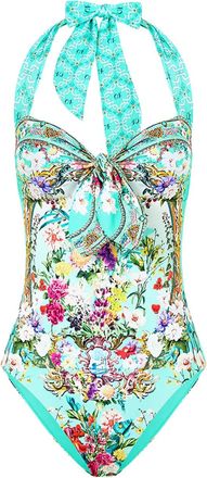 Camilla floral-pattern swimsuit - Blue