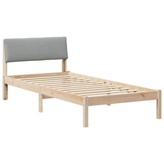 vidaXL Estructura De Cama Con Cabecera Marr&oacute;n Y Gris Claro 90 X 190 Cm Vidaxl